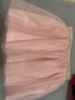 Girls Pink and Gold Glitter Tulle Party Skirt SKU061